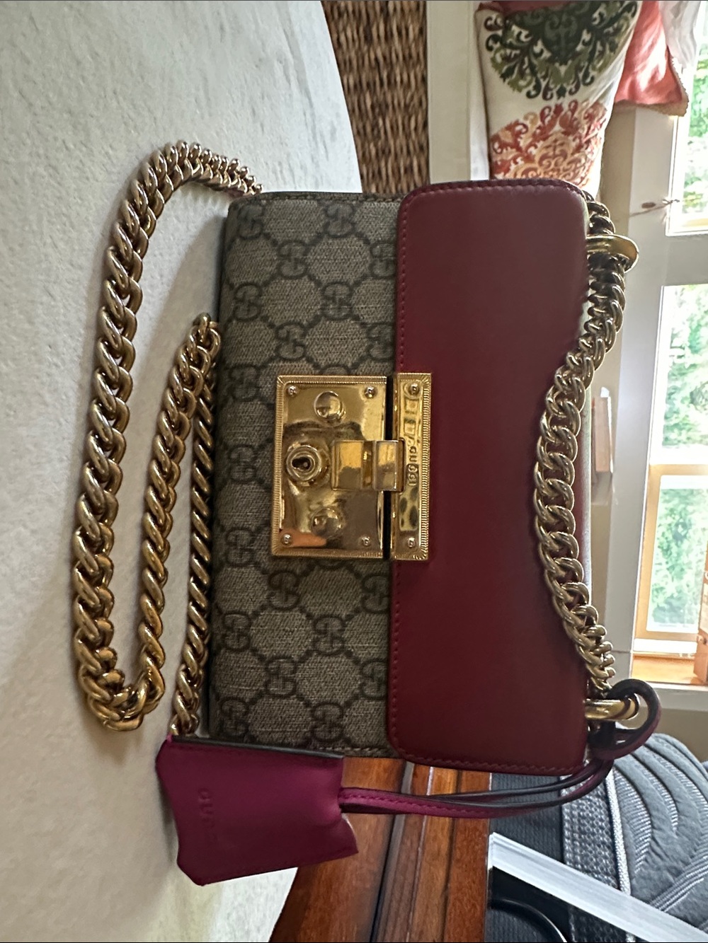Gucci Crossbody Bag in red and pink with Gold Hardware. Gorgeous!!